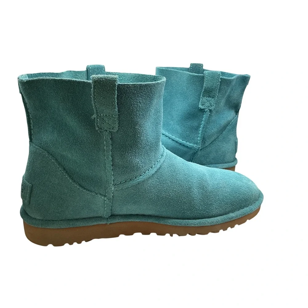 UGG Classic Mini Blue Teal Suede Sheepskin Ankle Boots 1017532 Womens Size 10